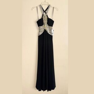 Terani Couture Black Jeweled Cutout Prom Dress Size 2 NWT!